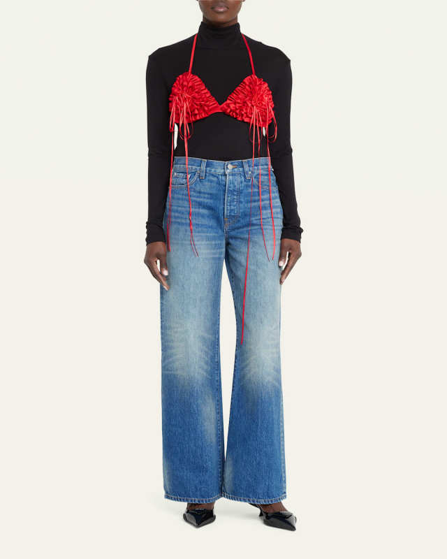 Rosette Ruffle Fringe-Ties Br